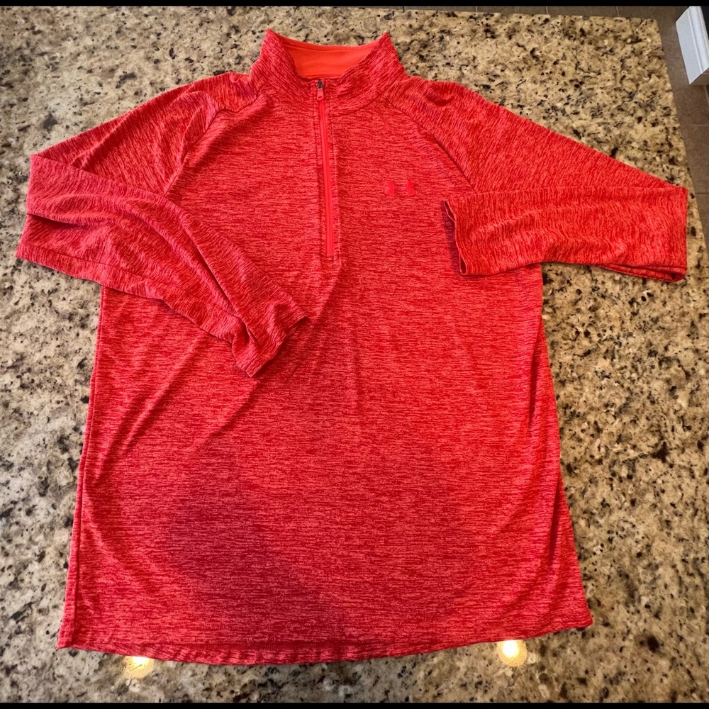 Under Armour Red Heather 1/4 Zip Long Sleeve Shirt